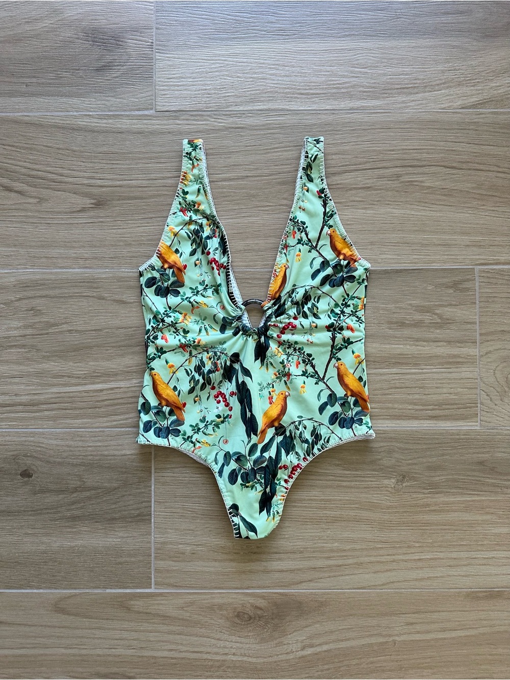 Capittana Green Floral Bird Print One-Piece Swimsuit